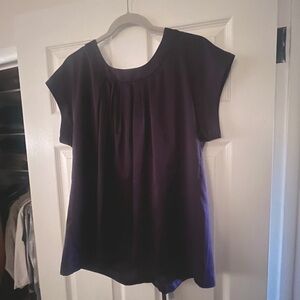 BANANA REPUBLIC amethyst satin blouse, v bow back, LN size L